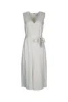 Calvin Klein Linen Blend Ns V Neck Dress In White
