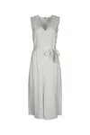 Calvin Klein Linen Blend Ns V Neck Dress In White