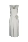 Calvin Klein Linen Blend Ns V Neck Dress In White