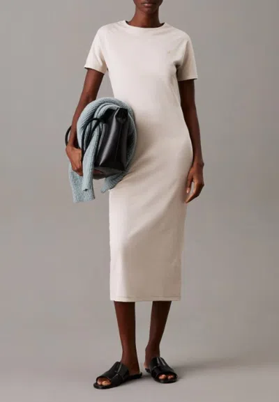 Calvin Klein Dress Liquid Touch T-shirt Dress In Sand