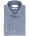 Calvin Klein Dress Shirt Men's Blue Slim Fit Non-iron Button Up Fts183 In Blue