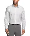 Calvin Klein Dress Shirt Mens Gray Striped Long Sleeve Button Up Mac111 In Gray