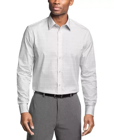 CALVIN KLEIN DRESS SHIRT MEN GRAY PLAID WRINKLE FREE BUTTON UP MAC8
