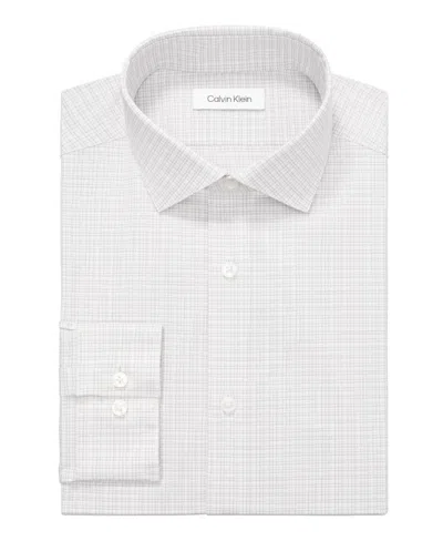 Calvin Klein Dress Shirt Mens White Check Slim Fit Button Up Mac58