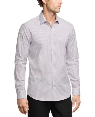 Calvin Klein Dress Shirt Menswine Multi Slim Fit Button Up Fts329 In Gray