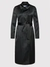 Calvin Klein Duchess Satin Maxi Jacket In Nero