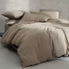 Calvin Klein Organic Earth Solid Cotton Sateen 3 Piece Duvet Cover Set, King In Light Brown