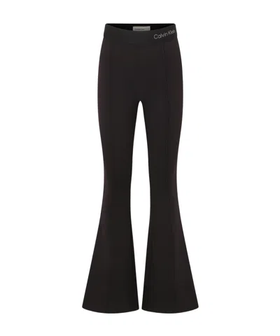 Calvin Klein Elastic Waist Flared Pants In Black