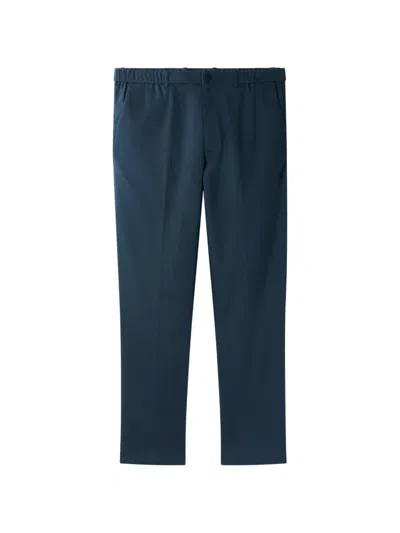 Calvin Klein Elasticated-waistband Pressed-crease Trousers In Blue