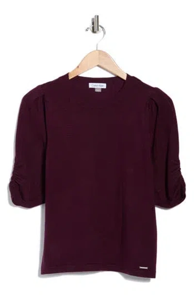 Calvin Klein Elbow-length Sleeve Sweater In Burgundy