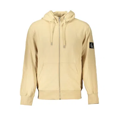 Calvin Klein Elegant Beige Zip Hooded Sweatshirt In Yellow