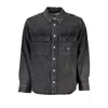 Calvin Klein Elegant Black Denim Shirt With Sophisticated Details