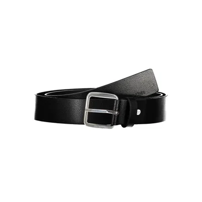 Calvin Klein Elegant Black Leather Belt With Metal Buckle