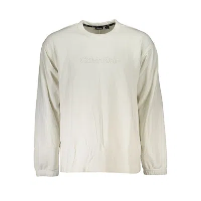 Calvin Klein Elegant Crew Neck Sweater With Brushed Logo In White