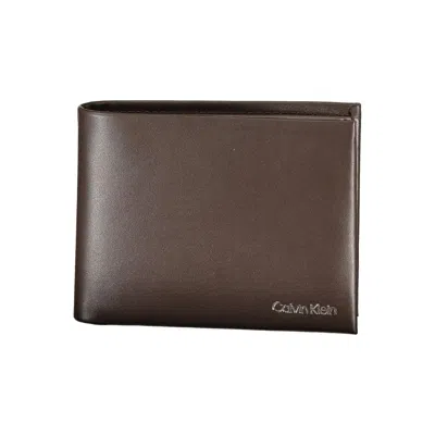 Calvin Klein Elegant Leather Wallet With Rfid Men's Block In Brown
