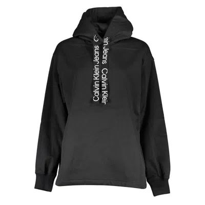 Calvin Klein Elegant Long Sleeve Fleece Hooded Sweatshirt In Black