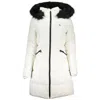 CALVIN KLEIN ELEGANT LONG SLEEVE JACKET WITH FUR-TRIMMED WOMEN'S HOOD