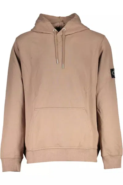 Calvin Klein Elegant Long-sleeved Hooded Sweatshirt In Brown