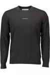 Calvin Klein Sleek Long Sleeve Crew Neck Sweater With Logo In Black