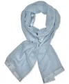 Calvin Klein Elegant Satin-trim Chiffon Evening Wrap In Blue