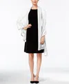 Calvin Klein Elegant Satin-trim Chiffon Evening Wrap In Eggshell