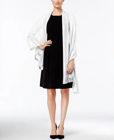 Calvin Klein Elegant Satin-trim Chiffon Evening Wrap In Eggshell