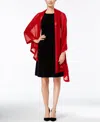 Calvin Klein Elegant Satin-trim Chiffon Evening Wrap In Rouge