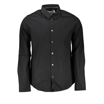 Calvin Klein Elegant Slim Fit Long Sleeved Men's Shirt In Black