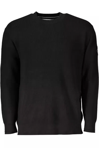Calvin Klein Elevated Black Cotton Sweater With Logo Detail