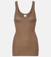 Calvin Klein Ella Ribbed-knit Wool Tank Top In Brown