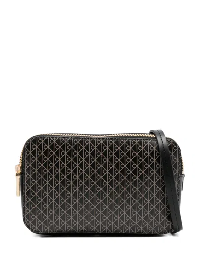 Calvin Klein Emblem Elongated Camera Crossbody Bag In White