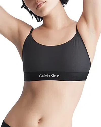 Calvin Klein Embossed Icon Cotton Unlined Bralette In Black