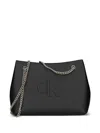 Calvin Klein Embossed-logo Shoulder Bag In Black