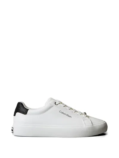 Calvin Klein Embossed-logo Sneakers In White