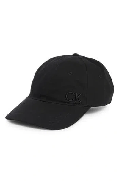 Calvin Klein Embroidered Cotton Baseball Cap In Black