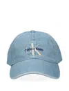 Calvin Klein Embroidered-logo Denim Cap In Blue