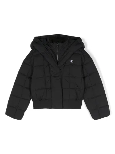 Calvin Klein Kids' Embroidered-logo Jacket In 黑色