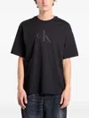 Calvin Klein Embroidered-logo T-shirt In Black