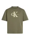 Calvin Klein Embroidered-logo T-shirt In Green