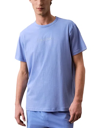 Calvin Klein Embroidered Logo Tee In Blue