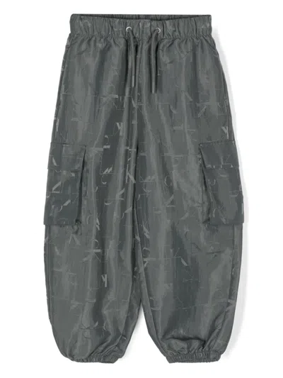 Calvin Klein Kids' Embroidered-logo Trousers In Grey
