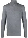 Calvin Klein Embroidered-logo Wool Jumper In Grey