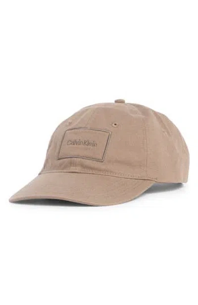 Calvin Klein Embroidered Patch Baseball Cap In Brown