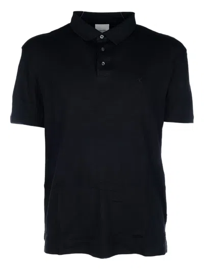 Calvin Klein Embroidered Polo Shirt In Black