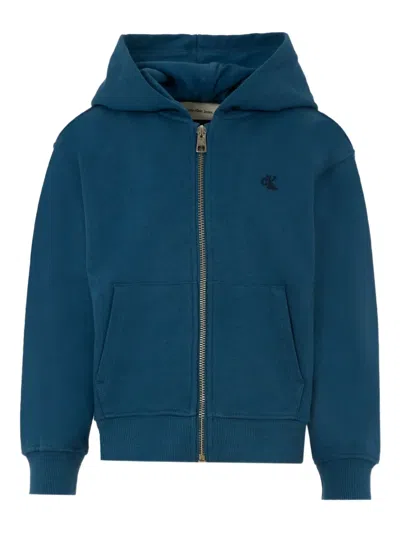 Calvin Klein Kids' Embroidered Zip-up Hoodie In Green
