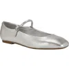 Calvin Klein Womens Buckle Man Made Ballet Flats In Silver