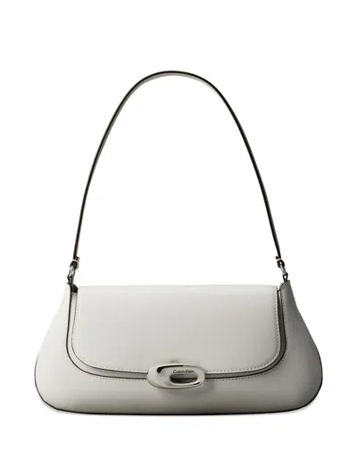 Calvin Klein Engraved-logo Shoulder Bag In Gray