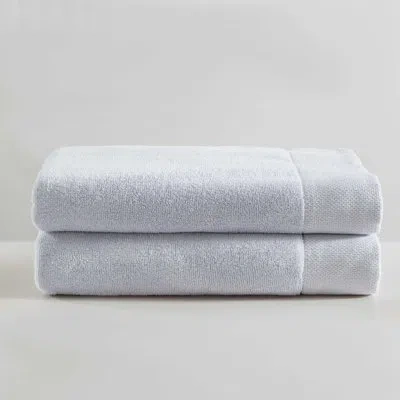 Calvin Klein Entwine Solid Cotton 2 Piece Bath Sheet Set In Blue