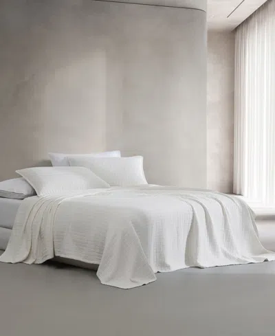 Calvin Klein Essential Garment Washed Cotton Jacquard Coverlet, King In Off White