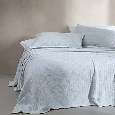 Calvin Klein Essential Garment Washed Cotton Jacquard Coverlet, Queen In Light Blue